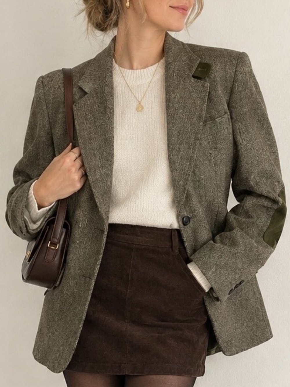 Green Virgin Wool Sport Coat Blazer with Elbow Patches Vintage 80s Heritage